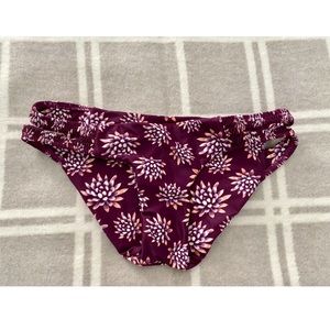 Tori Praver Purple Smocked Floral Bikini Bottom